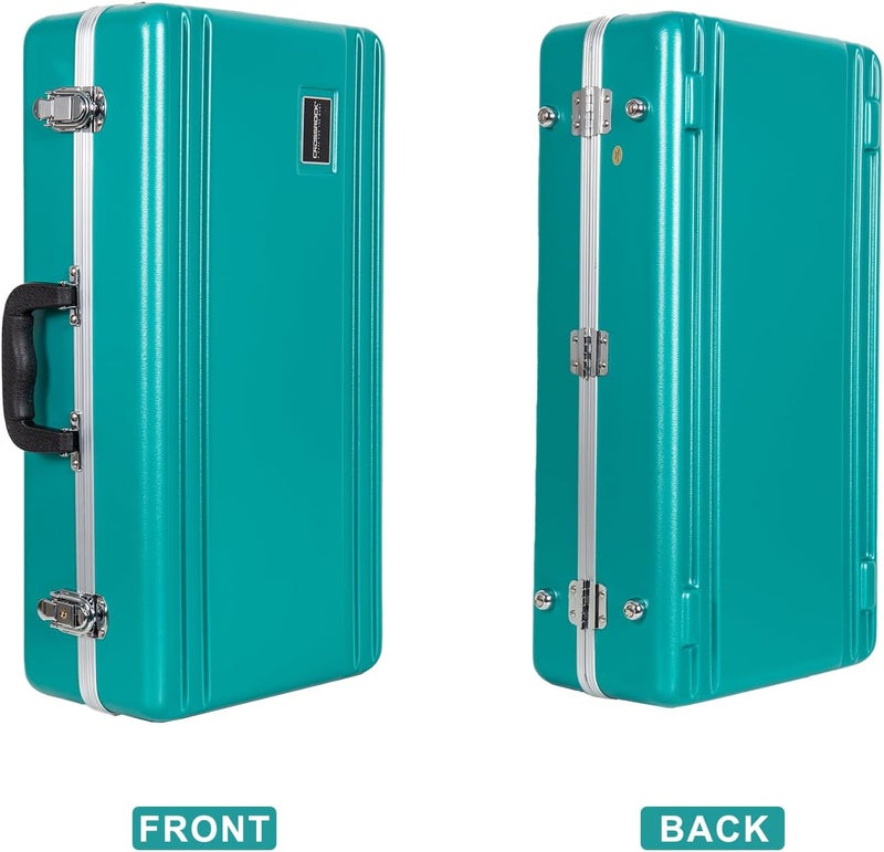 Crossrock ABS Trumpet Case for Bb Horn | Mint Blue Finish, Burgundy Velvet Interior, Security Lock, Metal Feet & Detachable Strap - Image 3